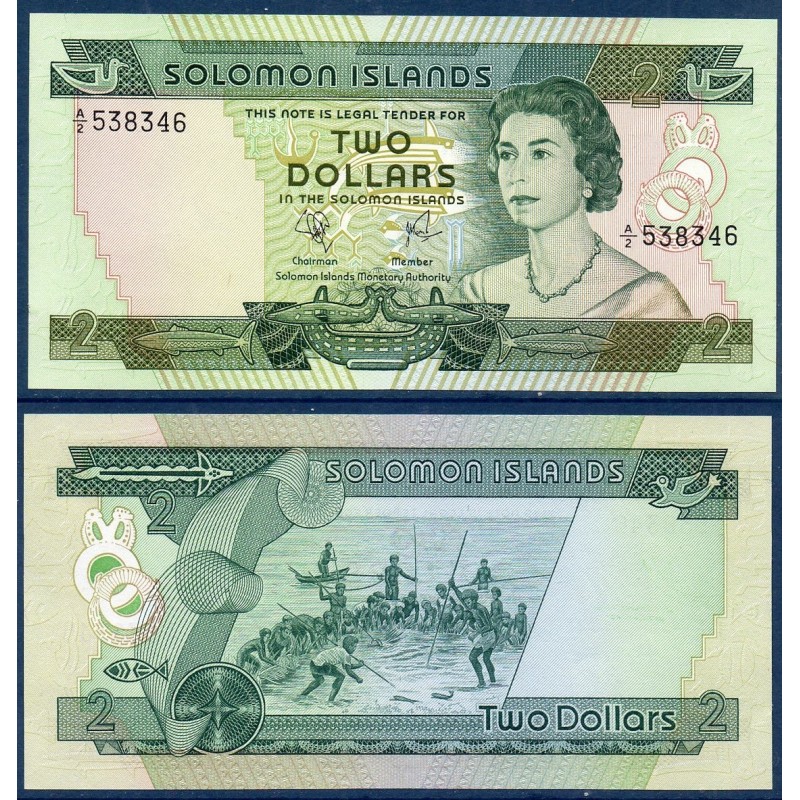 Salomon P.5a, neuf Billet de 2 dollars 1977 Elizabeth II vert