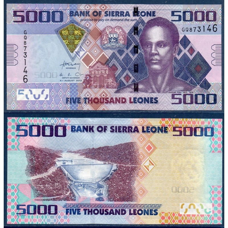 Sierra Leone P.32b, Neuf, Billet de 5000 leones 2013  Sengbe Pieh