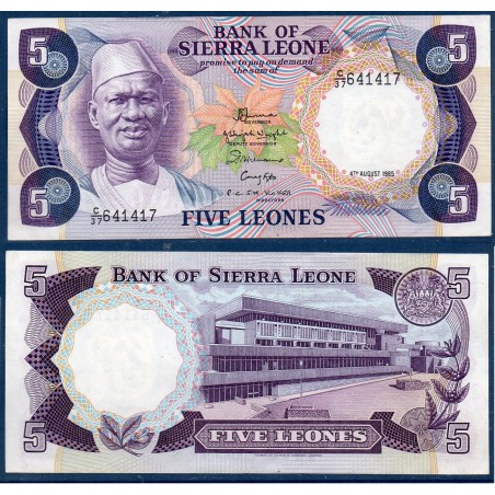 Sierra Leone P.7g, Spl, Billet de 5 leones 1985 Parlement