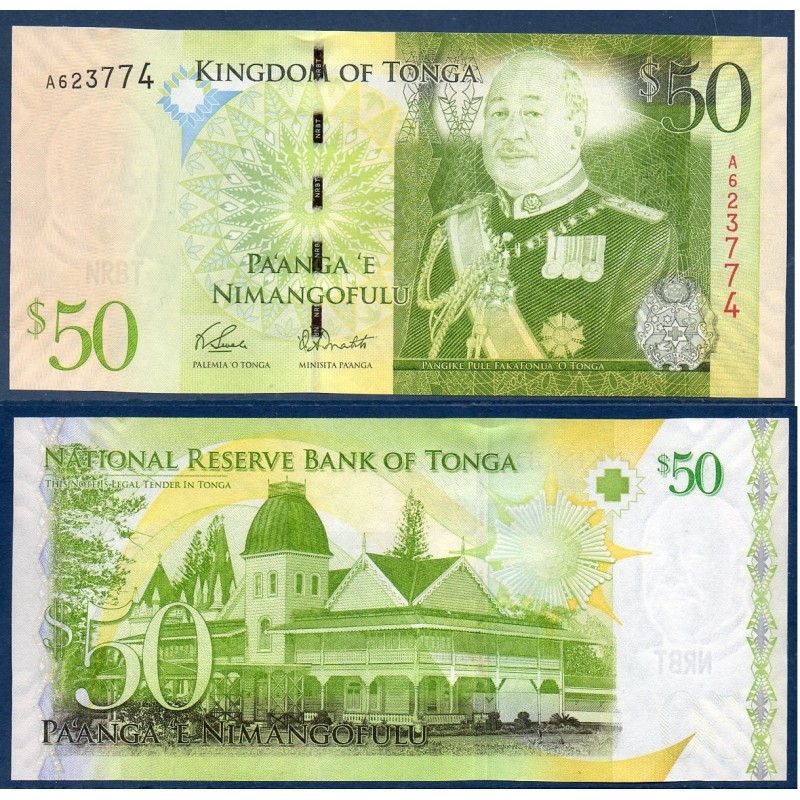 Tonga P.42, neuf Billet de 50 Pa'anga 2009 Siaosi V Tupou