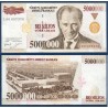 Turquie P.210b, Spl Billet de 5000000 Lira 1997 mausolée