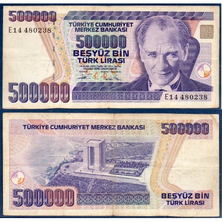 Turquie P.208c, TB Billet de 500000 Lira 1970 monument Dardanelles