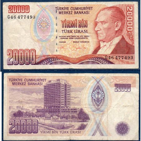 Turquie P.202, TB Billet de 20000 Lira 1995-1997 Ankara