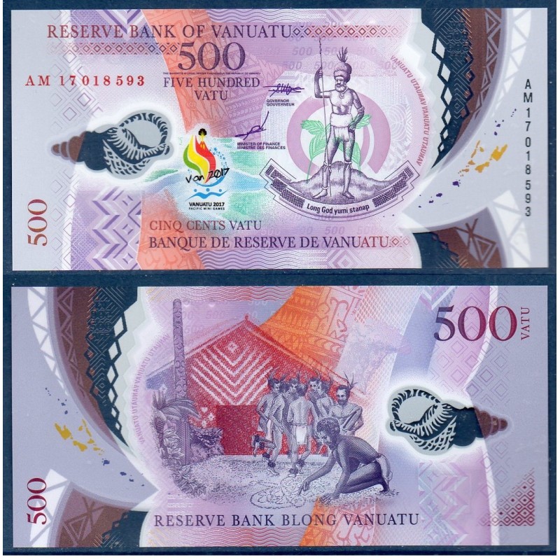 Vanuatu P.20, Unc Billet de 500 Vatu 2017 danseurs