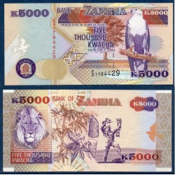 Zambie P.41a,Neuf, Billet de 5000 Kwacha 1992 Lion