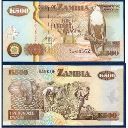 Zambie P.39b, Neuf, Billet de 500 Kwacha 1992 Récolte