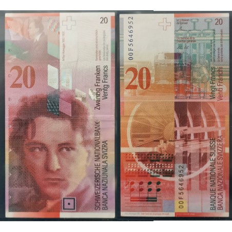 Suisse P.69a, TTB, Billet de 20 Francs 2000 Arthur Honegger