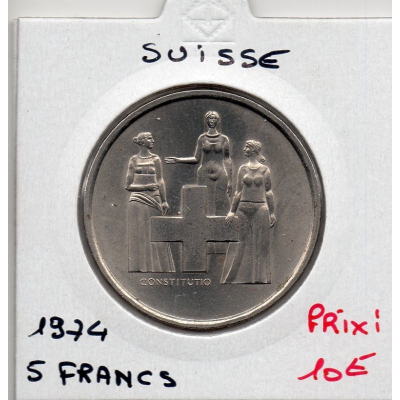 Suisse 5 francs 1974 Sup, KM 52 pièce de monnaie