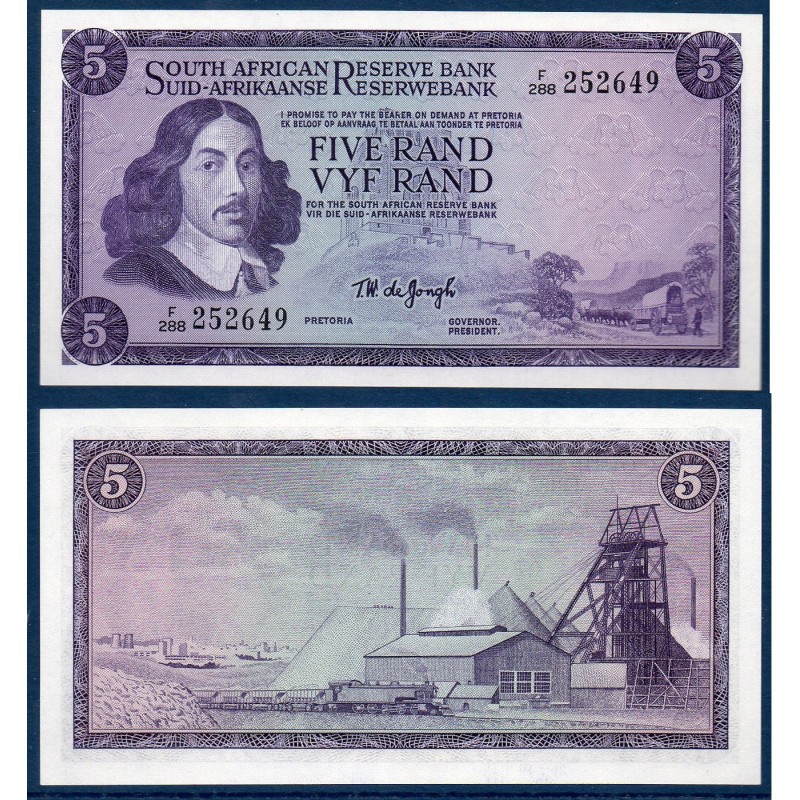 Afrique du sud P.111c, Neuf, Billet  de 5 rand 1976 usine