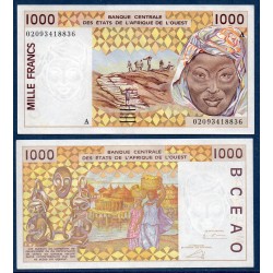 BCEAO P.111Ak Cote d'Ivoire, Neuf, Billet de 1000 Francs CFA 2002 pilotis