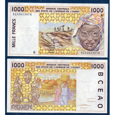 BCEAO P.711Kb Senegal,TTb+, Billet de 1000 Francs CFA 1992 pilotis