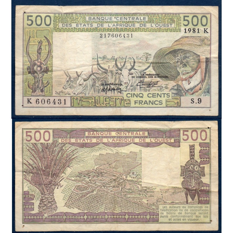 BCEAO P.706Kb Senegal, TTB-, Billet de 500 Francs CFA 1984 fermier