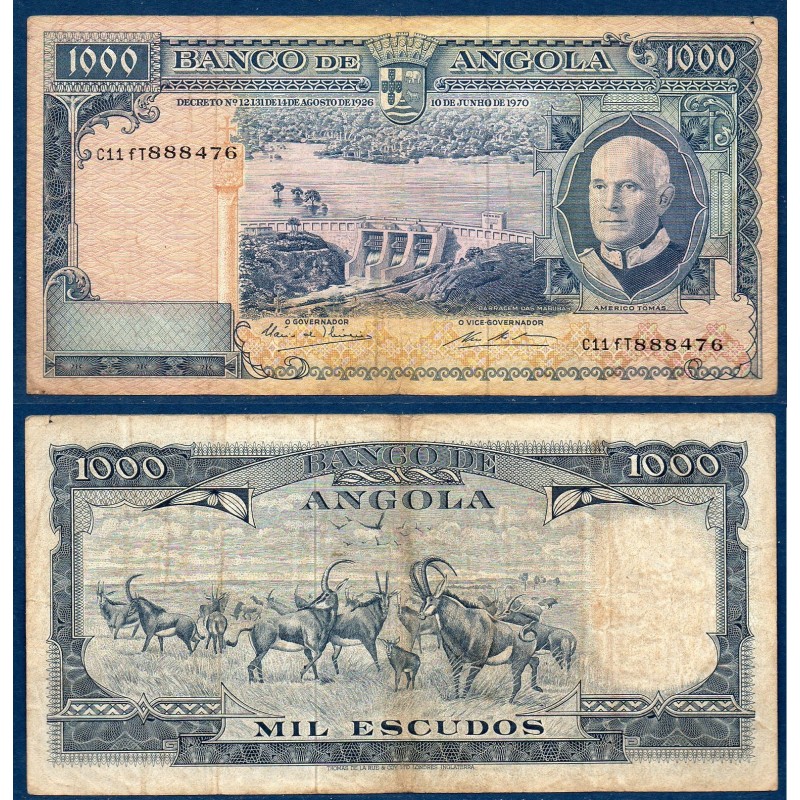 Angola P.98 , B, Billet de 1000 Escudos 1970 Mabubas Tomas