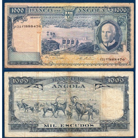 Angola P.98 , B, Billet de 1000 Escudos 1970 Mabubas Tomas