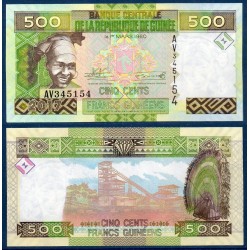 Guinée P.47b, Neuf, Billet de 500 Francs 2017 Vert