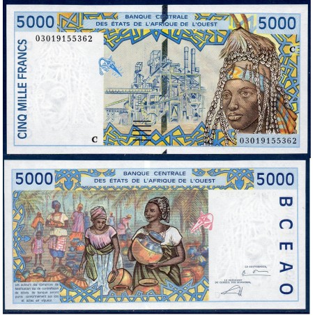 BCEAO P.313Cm Burkina Faso, Neuf, Billet de 5000 Francs CFA 2003 femmes