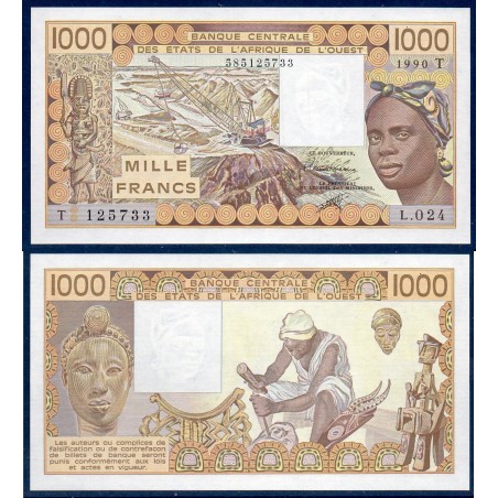 BCEAO P807Tj Togo, Neuf, Billet de 1000 Francs CFA 1990 sculpteur