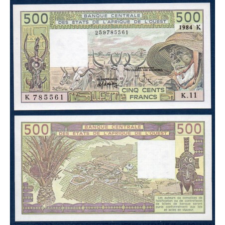 BCEAO P.706Kg  Senegal, Neuf, Billet de 500 Francs CFA 1984 fermier