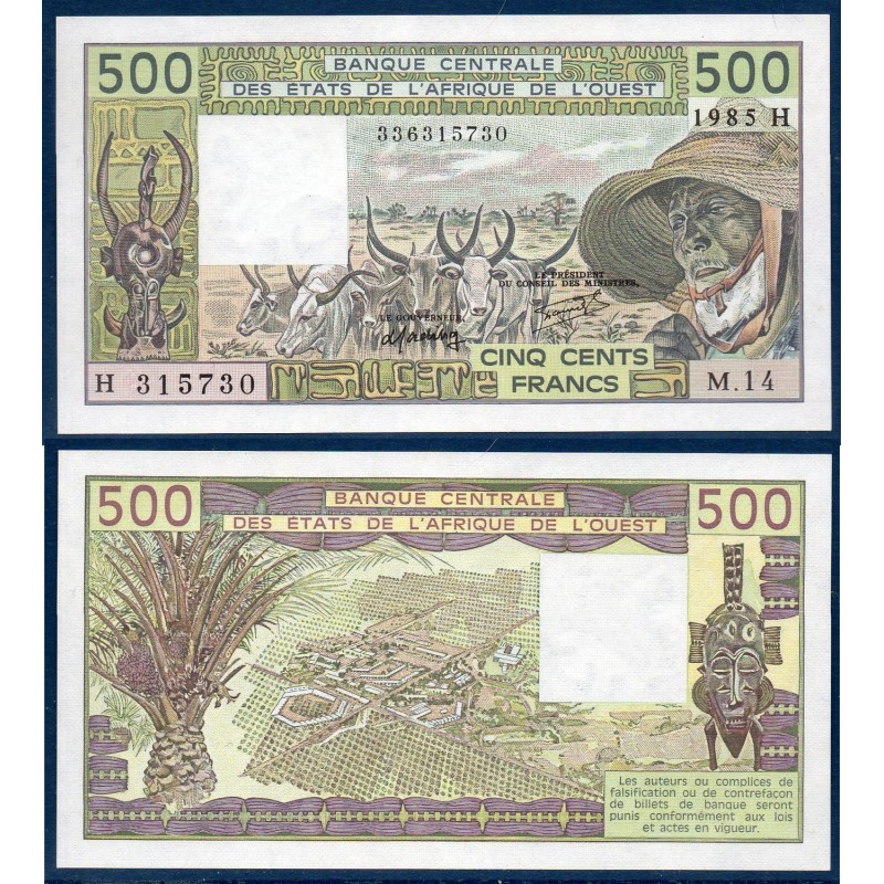 BCEAO P.606Hh Niger, Neuf, Billet de 500 Francs CFA 1985 fermier