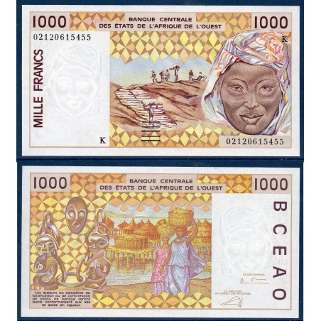 BCEAO P.711Kl Senegal, Neuf, Billet de 1000 Francs CFA 2002 pilotis