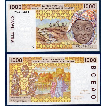 BCEAO P.311Cf Burkina Faso, Neuf, Billet de 1000 Francs CFA 1995 masques