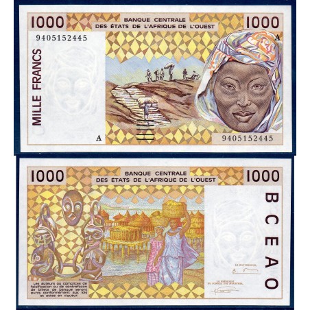 BCEAO P.111Ae Cote d'Ivoire, Neuf, Billet de 1000 Francs CFA 1995 pilotis