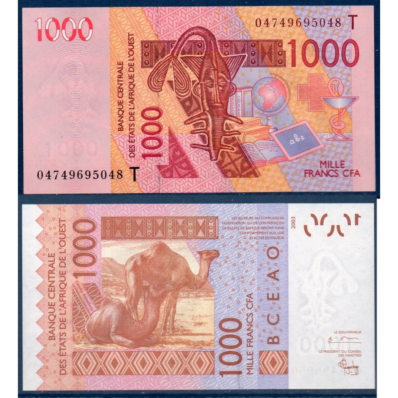 BCEAO P.815Tb Togo, Neuf, Billet de 1000 Francs CFA 2004 medecine