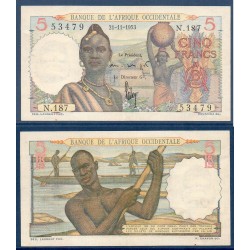 AOF P.36a, SPL Billet de 5 Francs 21.11.1953 pirogue