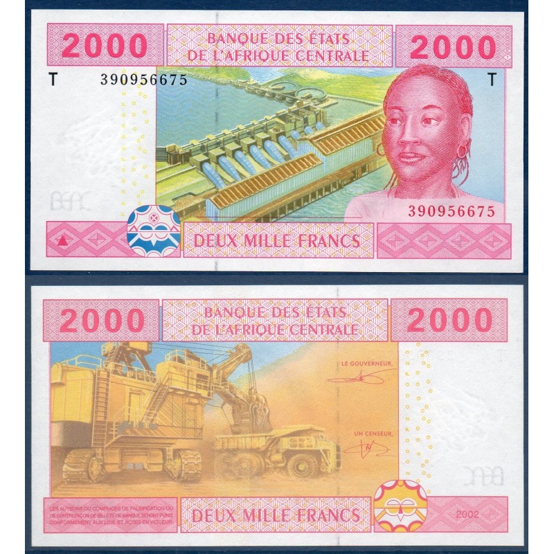 Afrique Centrale P.108Tc Congo, Neuf Billet de 2000 Francs CFA 2002 barrage