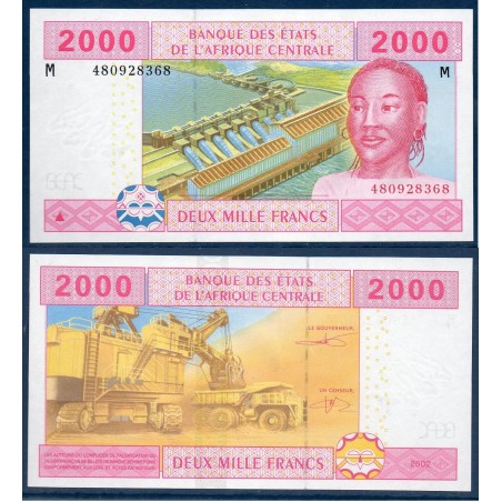 Afrique Centrale P.308Mc Centrafrique, Neuf, Billet de 2000 Francs CFA 2002 barrage