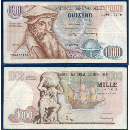 Belgique P.136b, TTB- Billet 1000 Francs 26.2.1973 Mercator