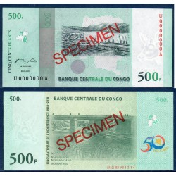 Congo P.100s, Neuf, specimen, Billet de 500 Francs 2010 pont