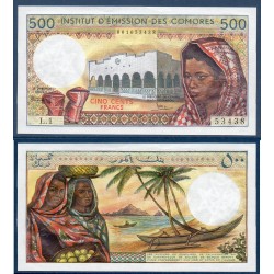 Comores P.7a, Neuf, Billet de 500 Francs 1976 pirogues