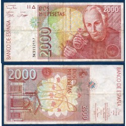 Espagne P.164, TB Billet de 2000 pesetas 1992 Jose Mutis