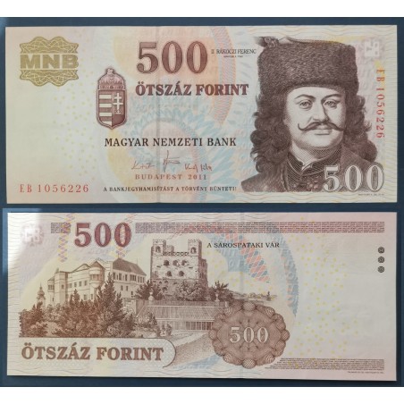 Hongrie P.196d, Sup Billet de 500 Forint 2011 Ferenc II