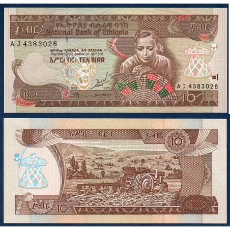 Ethiopie P.48a, Neuf, Billet de 10 Birr 1997 Vannier