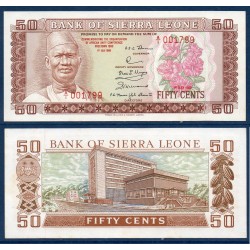 Sierra Leone P.9, Neuf, Billet de 50 cents 1980 Fleurs