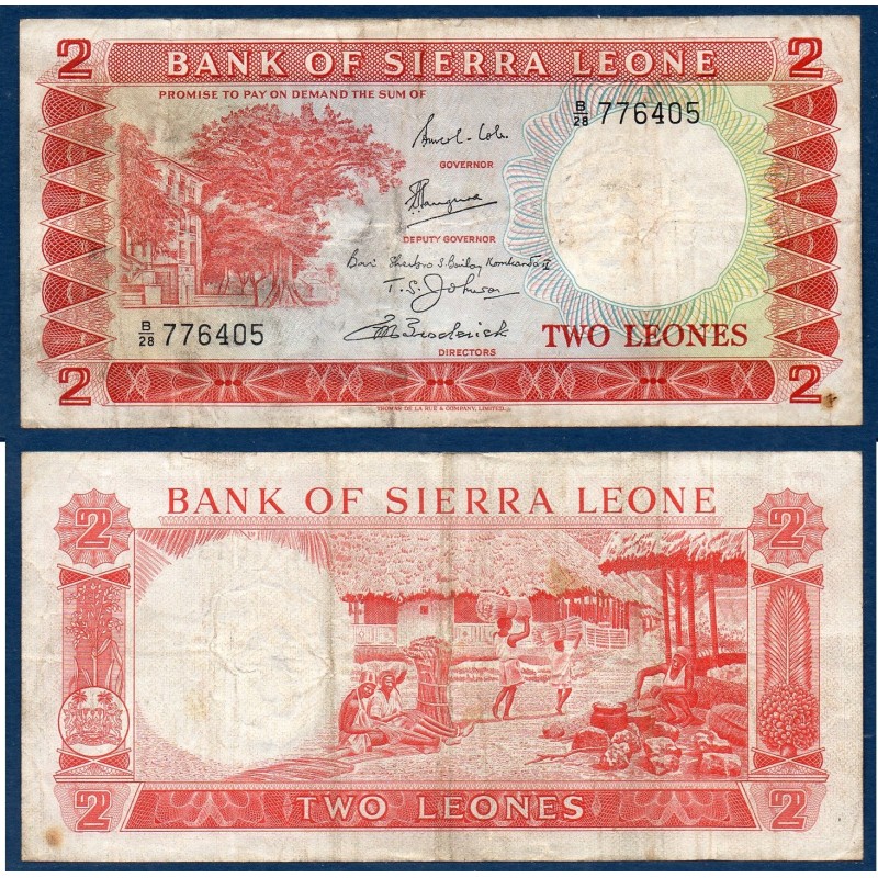 Sierra Leone P.2c, TB, Billet de 2 leones 1964-1970 Village