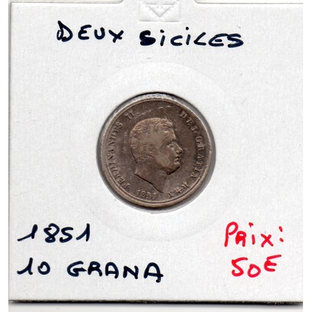 Italie Deux Siciles 10 Grana 1851 TTB, KM 364 pièce de monnaie