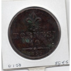 Italie Deux Siciles 10 Tornesi 1859 TTB-, KM 377 pièce de monnaie