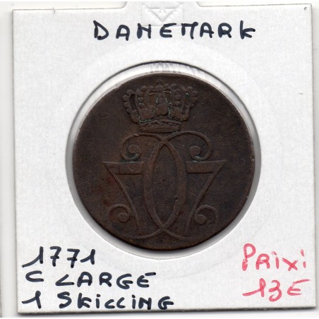 Danemark 1 skilling 1771 C Large TB, KM.616 Christian VII