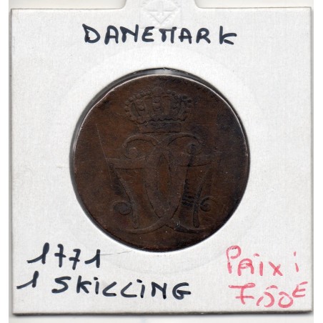 Danemark 1 skilling 1771 B+, KM.616  Christian VII