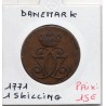 Danemark 1 skilling 1771 TB+, KM.616 Christian VII