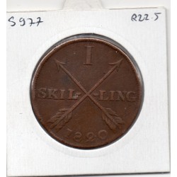 Suède 1 Skilling 1820 TTB, KM 597 pièce de monnaie