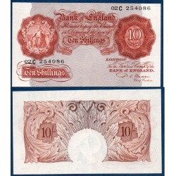 Grande Bretagne P.368b Neuf billet 10 shillings 1949-1955 rouge