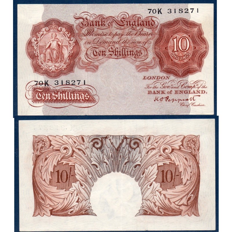 Grande Bretagne P.368a sup billet de 10 shillings 1948-1949 rouge