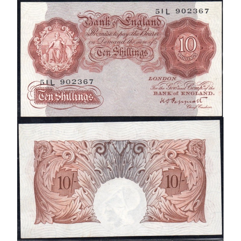 Grande Bretagne P.362d Sup billet de 10 shillings 1948 rouge