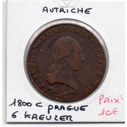 Autriche 6 kreuzer 1800 P Prague TB+, KM 2128 pièce de monnaie