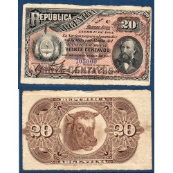 Argentine P.7a, TTB Billet de 20 centavos 1884 Bartolomé Mitre