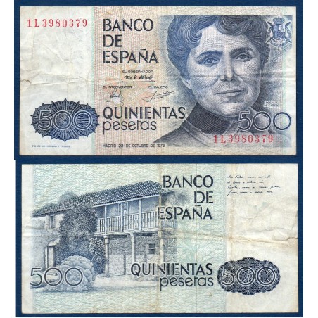 Espagne P.157, TB Billet de 500 pesetas 1979 Rosalia Castro